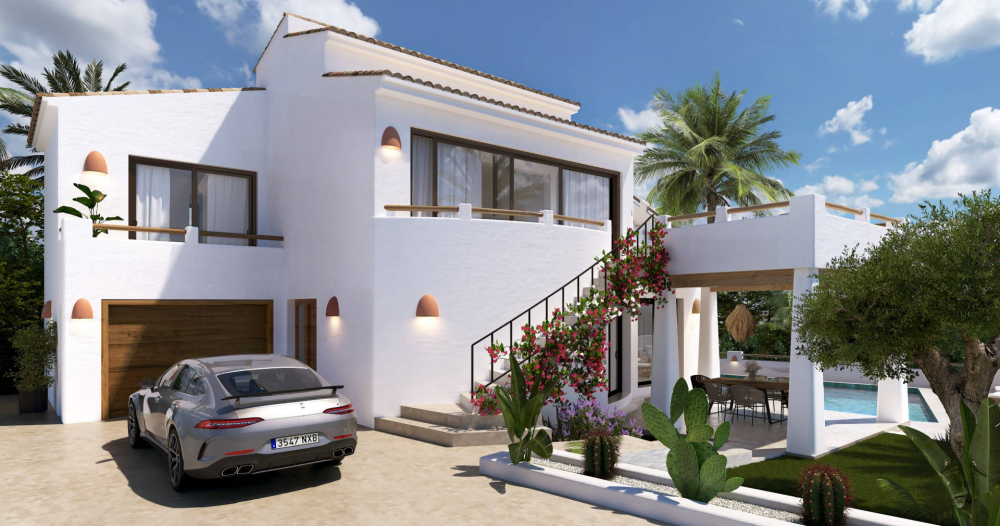 Villa en venta en Javea con vistas al mar de estilo Mediterráneo.