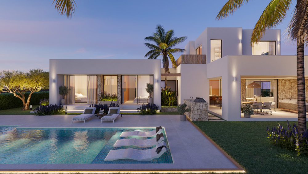 New build villa for sale in Javea with sea views.